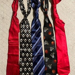 Stylish Men's Tie Set - Red, Black, Blue 5 ties
